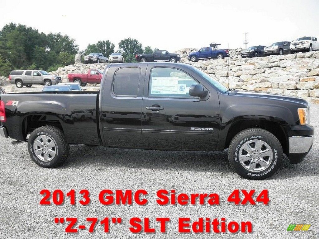 2013 Sierra 1500 SLT Extended Cab 4x4 - Onyx Black / Ebony photo #1