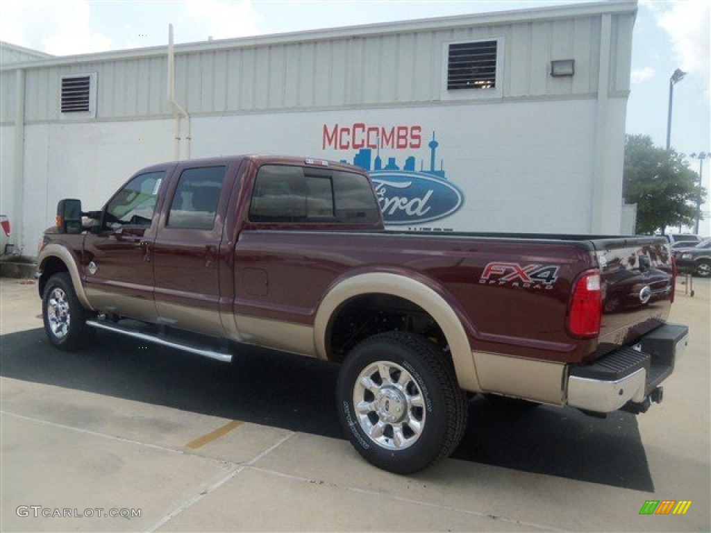 2012 F350 Super Duty Lariat Crew Cab 4x4 - Autumn Red / Adobe photo #3