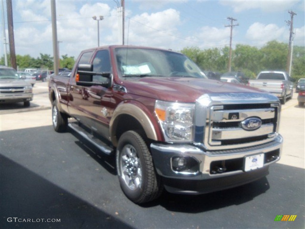 2012 F350 Super Duty Lariat Crew Cab 4x4 - Autumn Red / Adobe photo #7