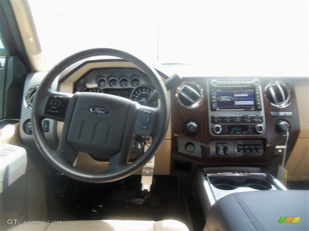 2012 F350 Super Duty Lariat Crew Cab 4x4 - Autumn Red / Adobe photo #14