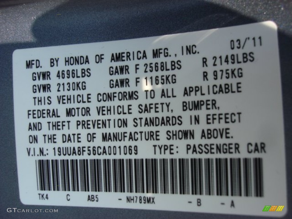 2012 TL Color Code NH789MX for Forged Silver Metallic Photo #67614368