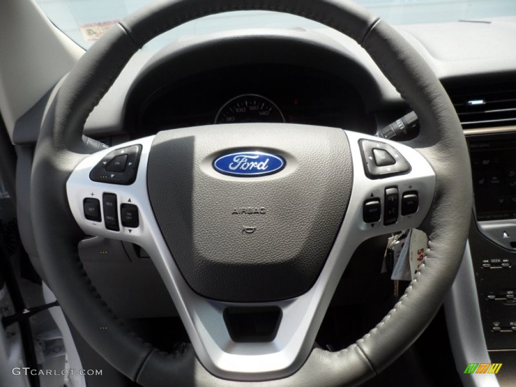 2013 Ford Edge SEL Medium Light Stone Steering Wheel Photo #67619076