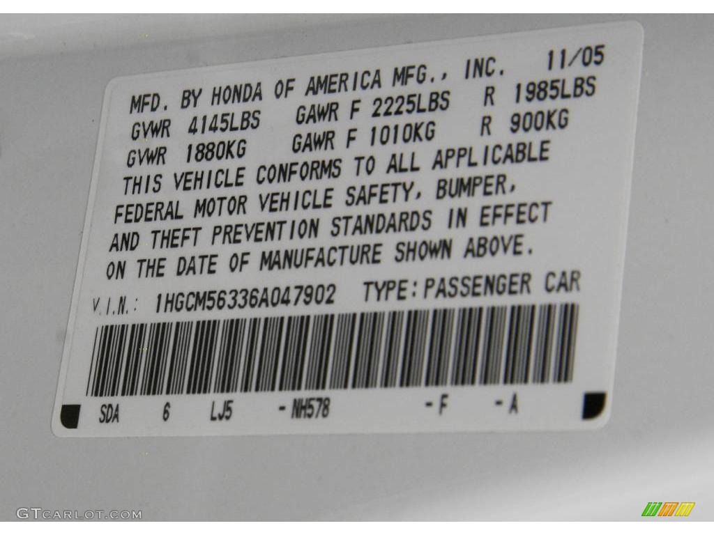2006 Accord SE Sedan - Taffeta White / Ivory photo #25