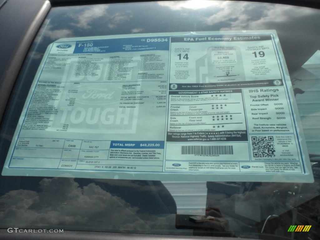 2012 Ford F150 FX4 SuperCrew 4x4 Window Sticker Photo #67620531