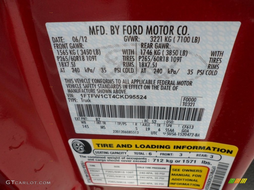 2012 F150 XLT SuperCrew - Red Candy Metallic / Steel Gray photo #35