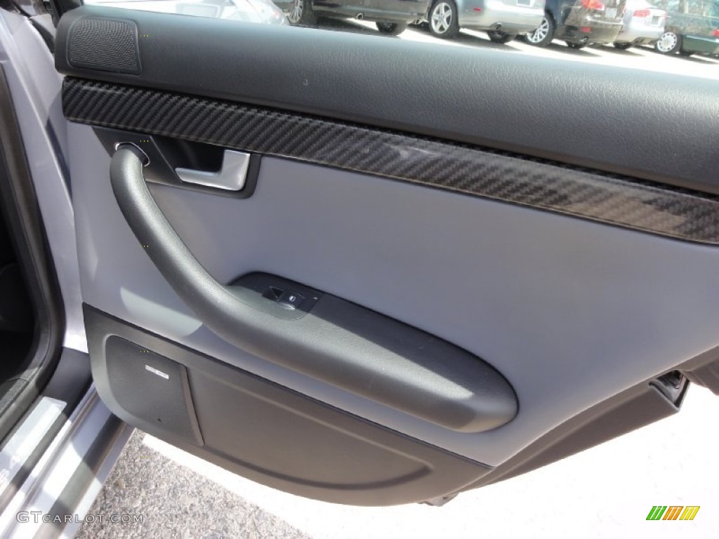 2006 Audi S4 4.2 quattro Sedan Black/Silver Door Panel Photo #67621827