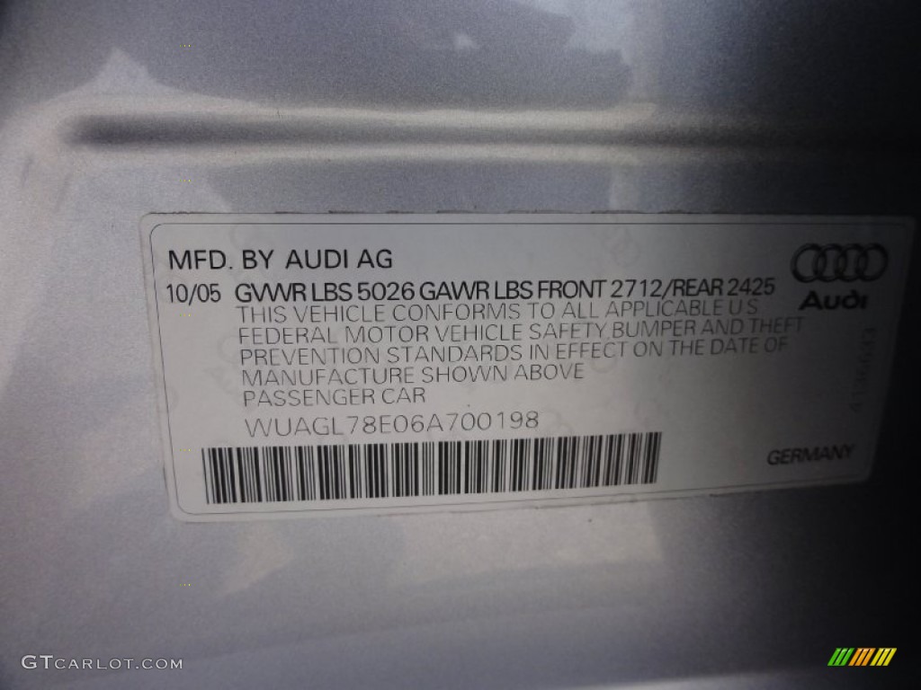 2006 Audi S4 4.2 quattro Sedan Info Tag Photos