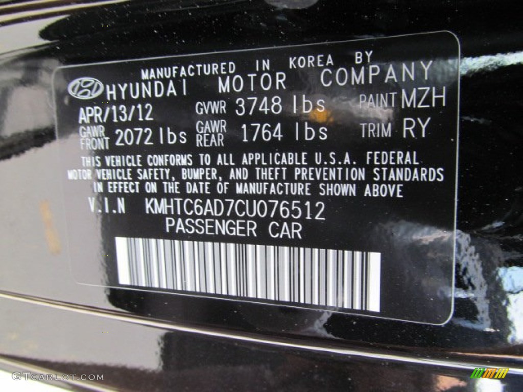 2012 Veloster  - Ultra Black / Gray photo #10