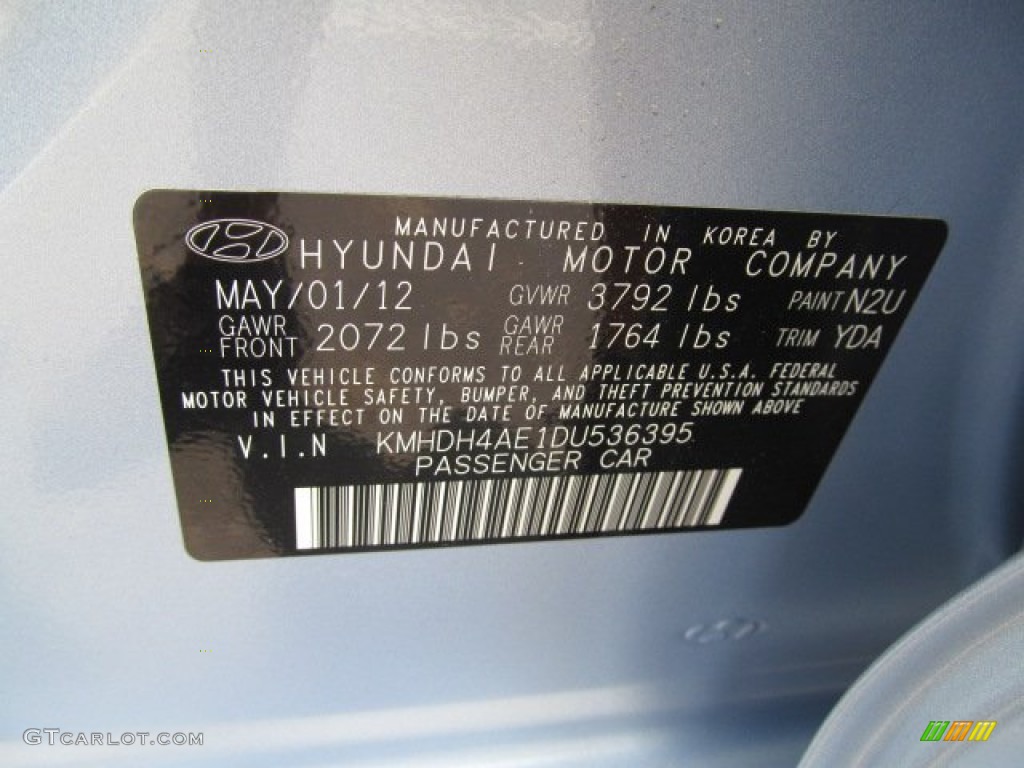 2013 Elantra Limited - Blue Sky Metallic / Beige photo #10