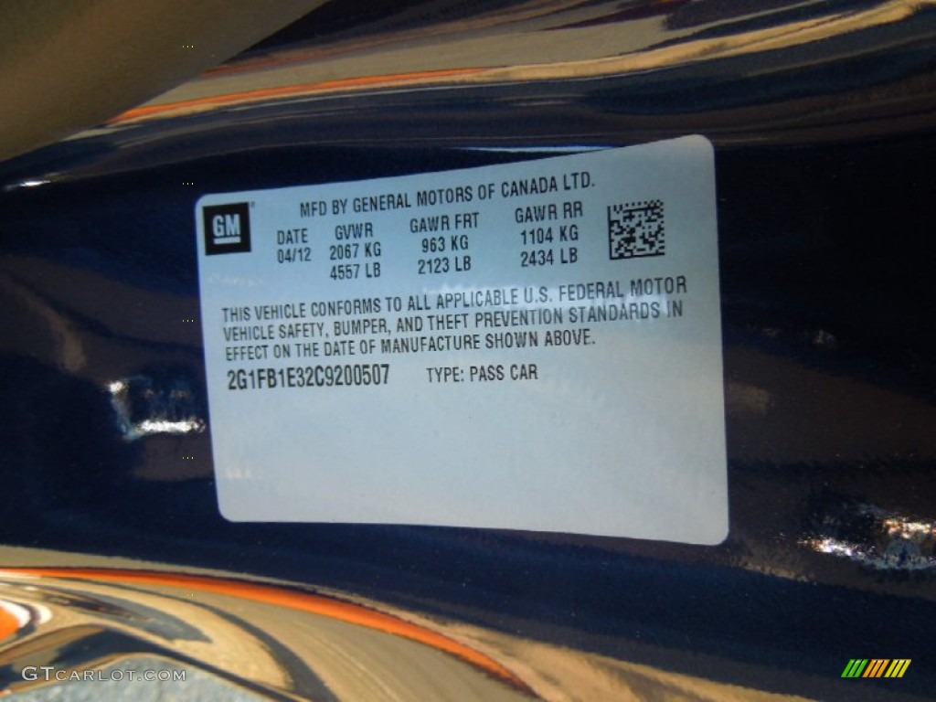 2012 Camaro LT Coupe - Imperial Blue Metallic / Black photo #7