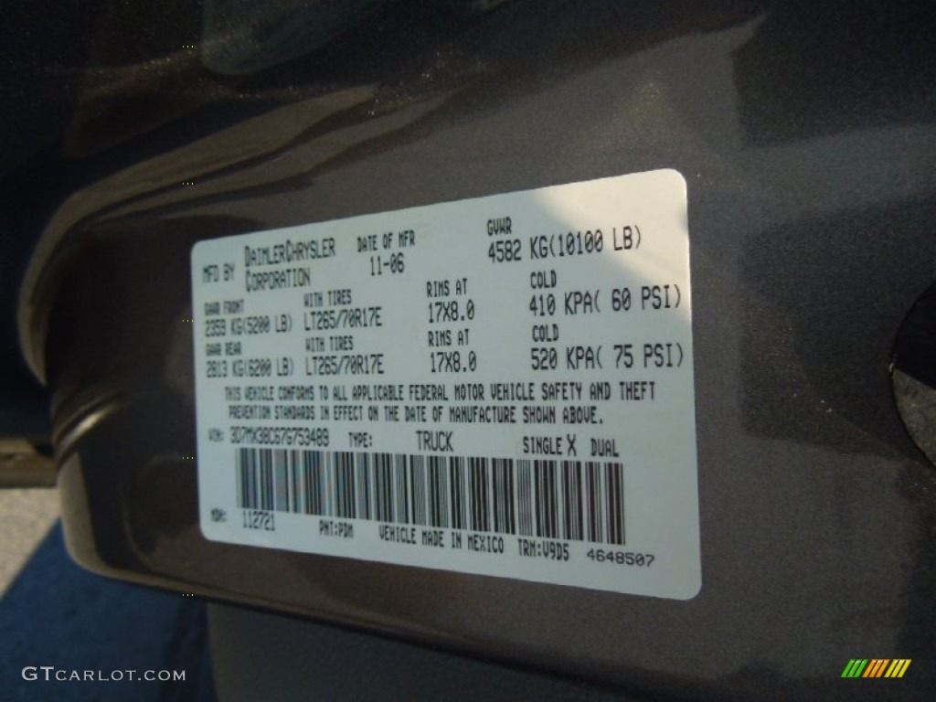 2007 Dodge Ram 3500 SLT Quad Cab 4x4 Color Code Photos