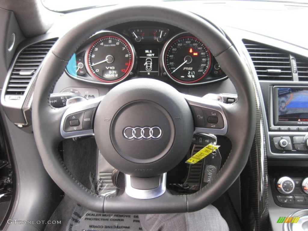 2010 Audi R8 5.2 FSI quattro Fine Nappa Black Leather Steering Wheel Photo #67636237
