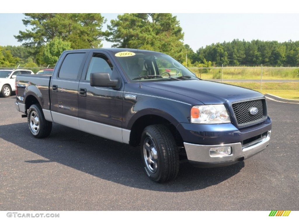 2005 F150 XLT SuperCrew - Medium Wedgewood Blue Metallic / Medium Flint Grey photo #3