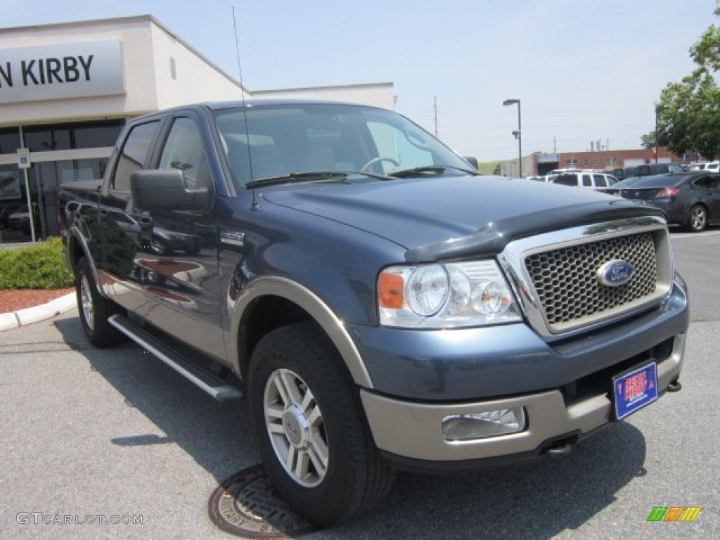 2005 F150 XLT SuperCrew 4x4 - Medium Wedgewood Blue Metallic / Tan photo #7