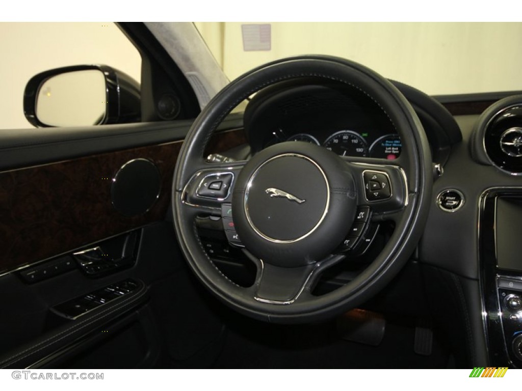 2011 Jaguar XJ XJL Jet Black/Ivory Steering Wheel Photo #67643490