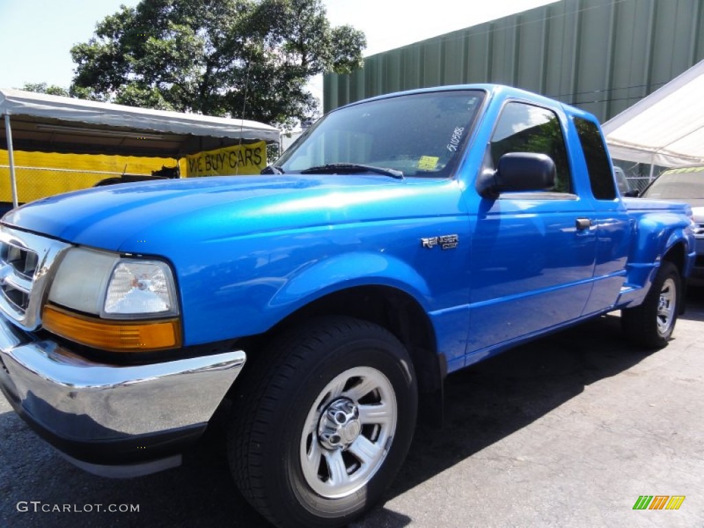 2000 Ranger XLT SuperCab - Bright Atlantic Blue Metallic / Medium Graphite photo #7