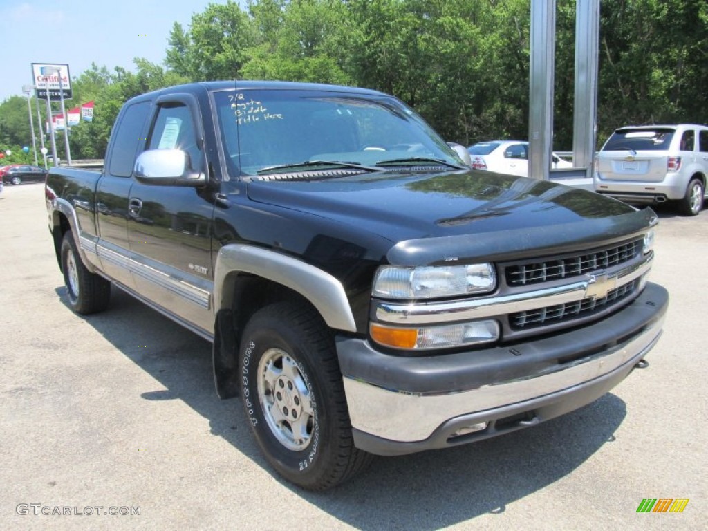 2002 Silverado 1500 LS Extended Cab 4x4 - Onyx Black / Graphite Gray photo #6