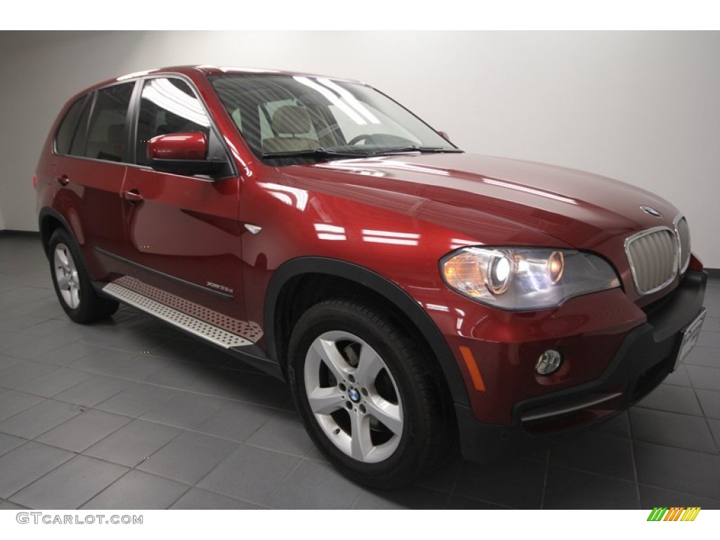 2010 X5 xDrive35d - Vermilion Red Metallic / Sand Beige photo #1