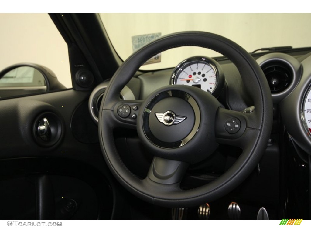2012 Mini Cooper S Countryman Carbon Black Lounge Leather Steering Wheel Photo #67659469