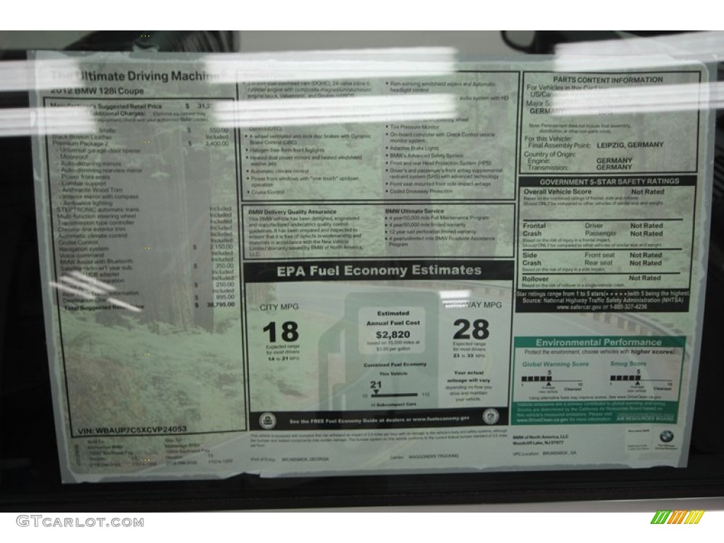 2012 1 Series 128i Coupe - Titanium Silver Metallic / Black photo #25