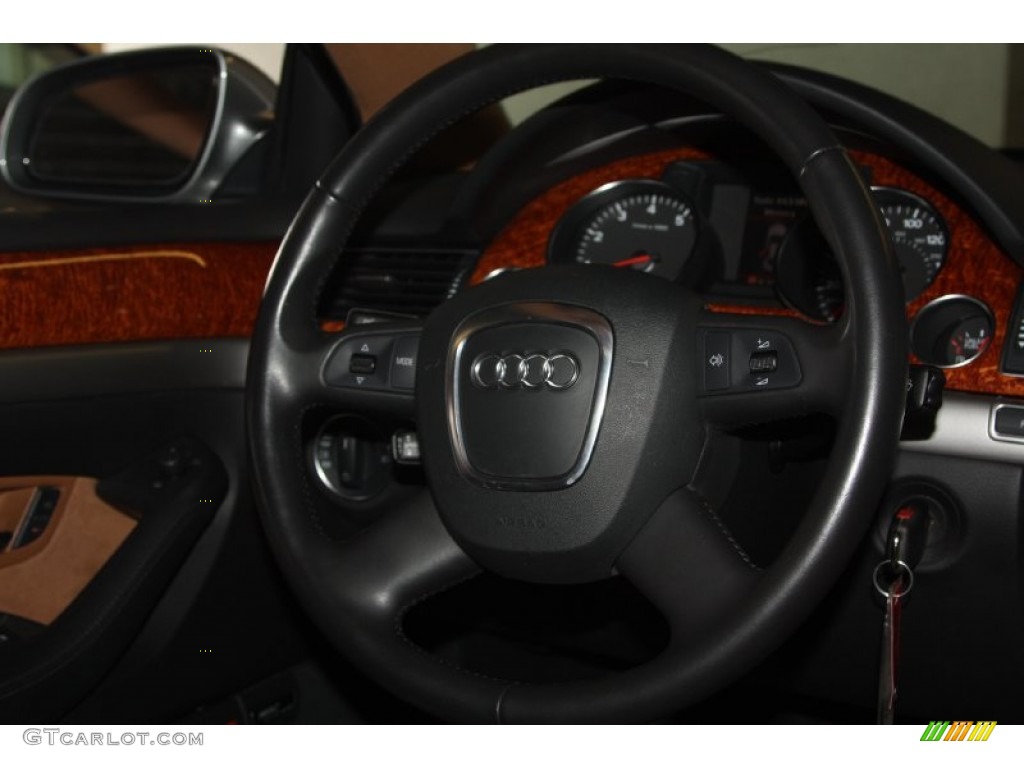 2006 Audi A8 4.2 quattro Black/Amaretto Steering Wheel Photo #67661110
