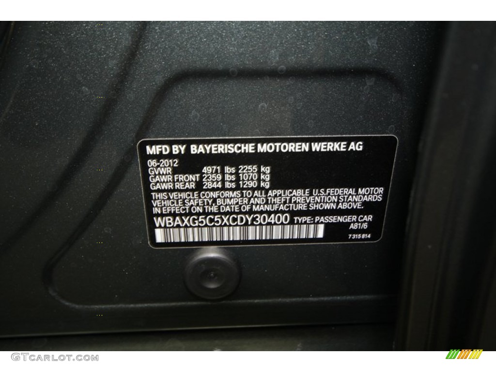 2012 BMW 5 Series 528i Sedan Info Tag Photos