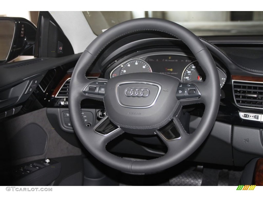 2013 Audi A8 L 3.0T quattro Black Steering Wheel Photo #67662634