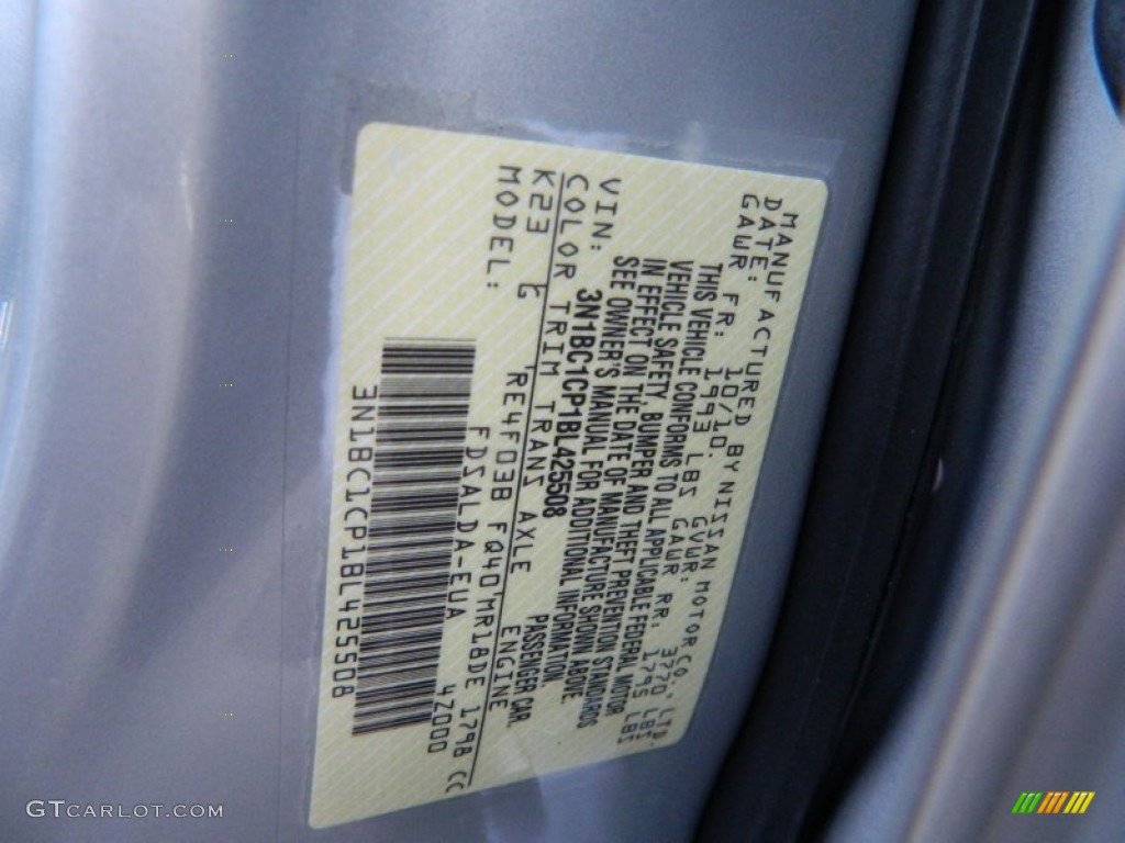 2011 Versa Color Code K23 for Brilliant Silver Metallic Photo #67664269