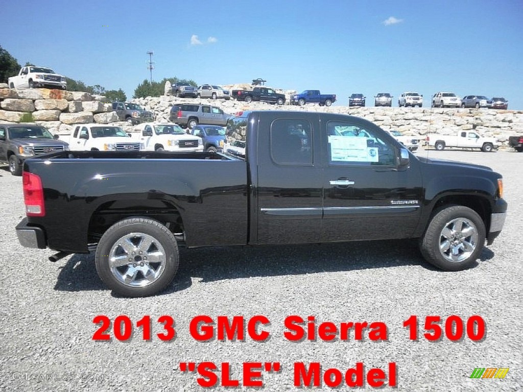2013 Sierra 1500 SLE Extended Cab - Onyx Black / Ebony photo #1