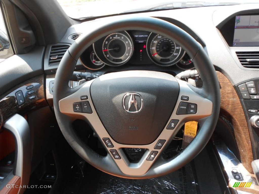 2012 Acura MDX SH-AWD Advance Umber Steering Wheel Photo #67673508