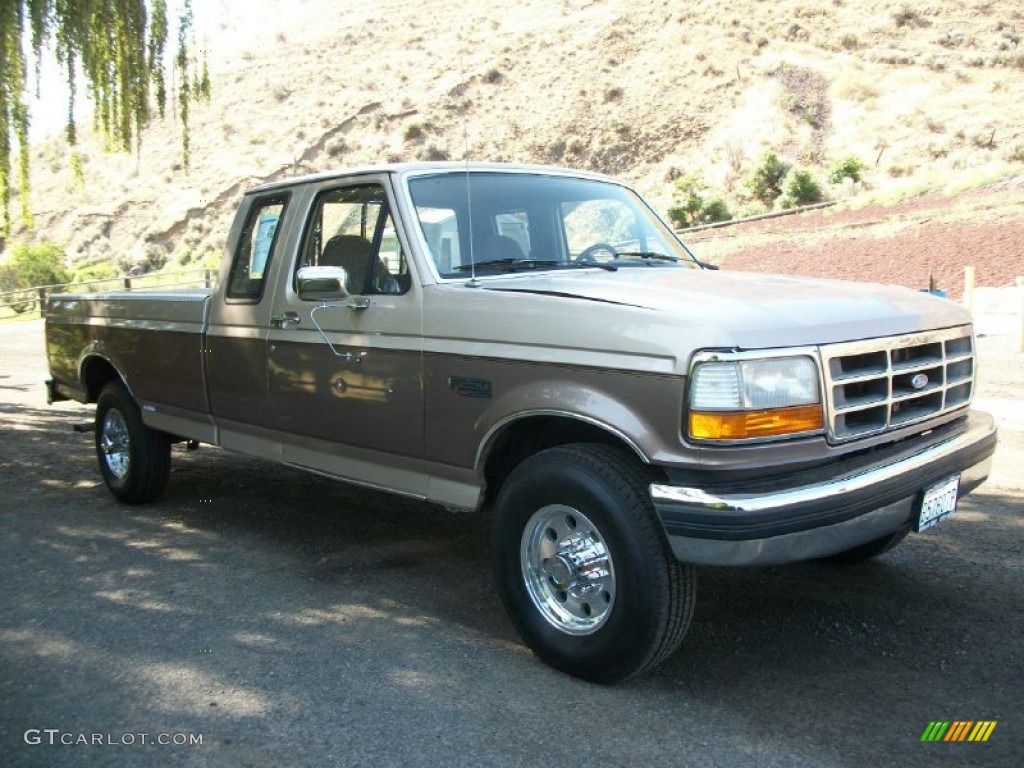 1992 F250 XLT Extended Cab - Mocha Frost Metallic / Beige photo #1