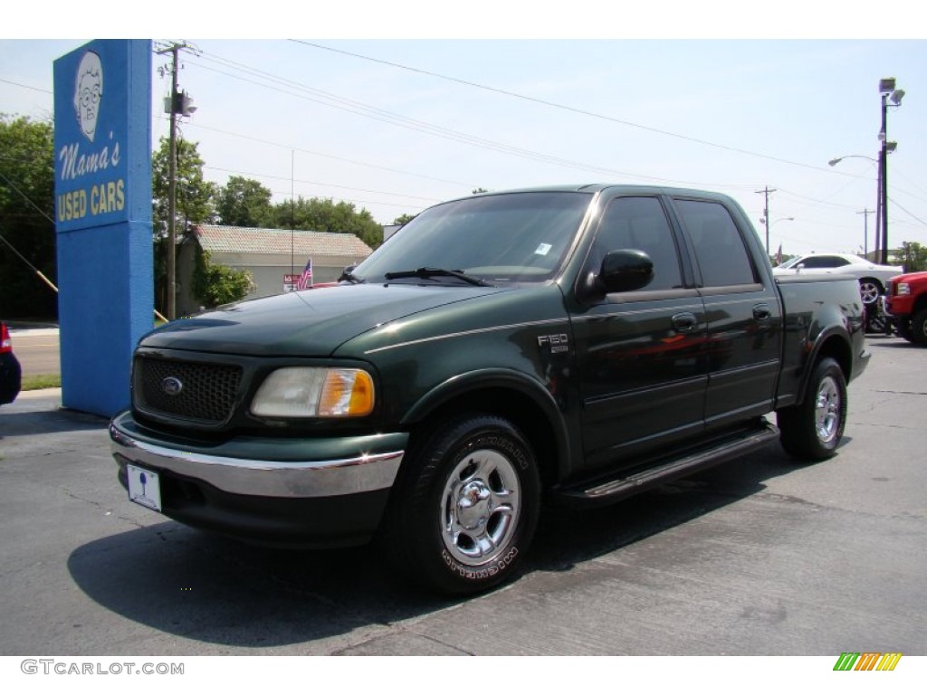 2002 F150 XLT SuperCrew - Dark Highland Green Metallic / Medium Parchment photo #4