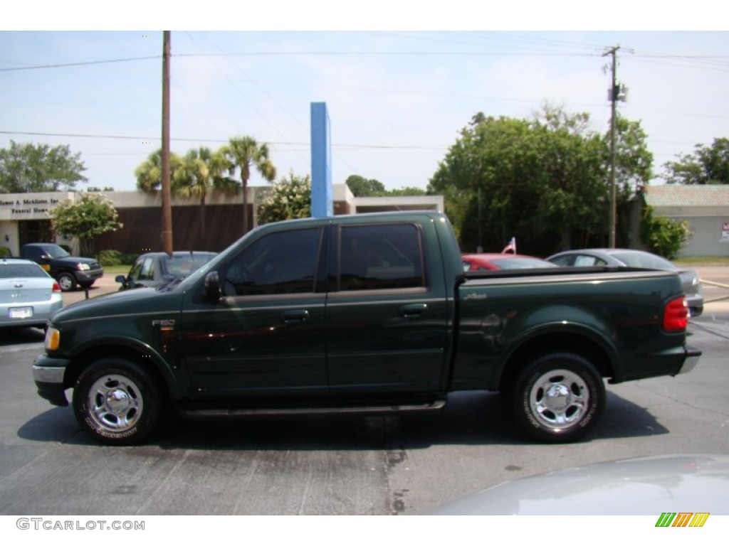 2002 F150 XLT SuperCrew - Dark Highland Green Metallic / Medium Parchment photo #5