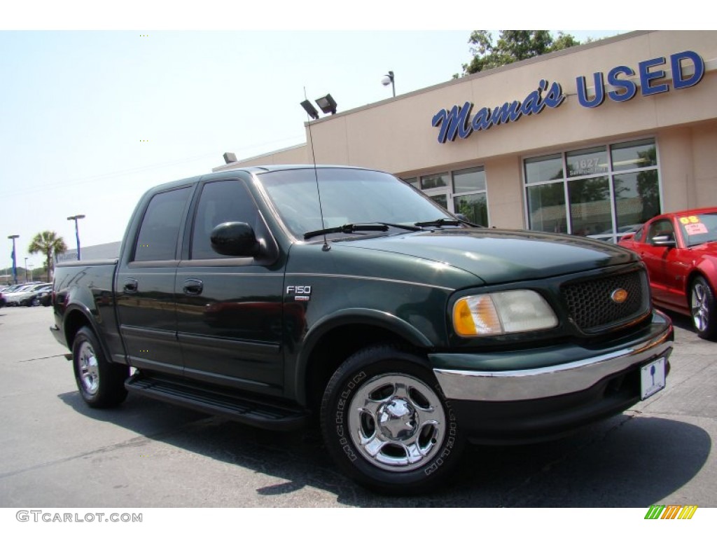 2002 F150 XLT SuperCrew - Dark Highland Green Metallic / Medium Parchment photo #28