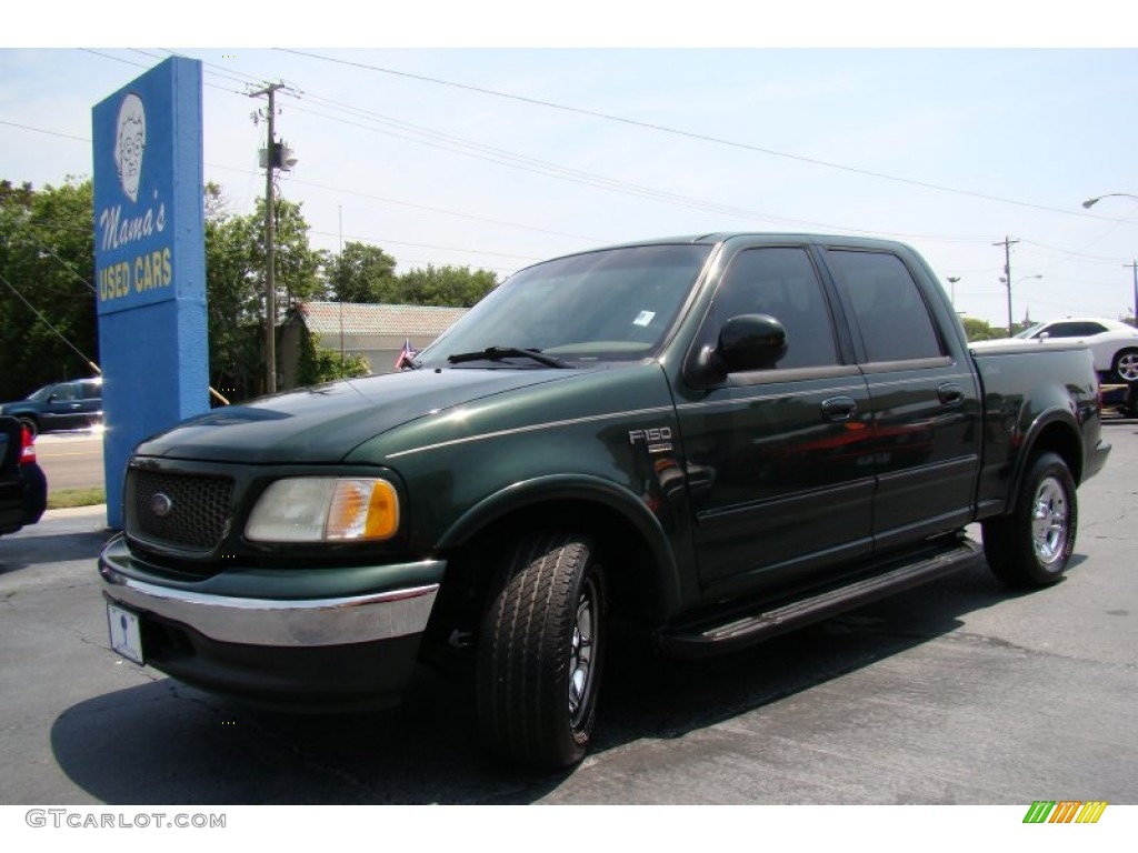 2002 F150 XLT SuperCrew - Dark Highland Green Metallic / Medium Parchment photo #29