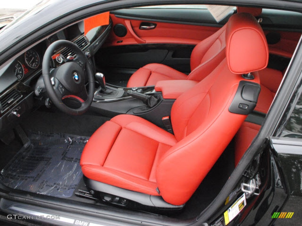 Coral Red/Black Dakota Leather Interior 2009 BMW 3 Series 328i Coupe Photo #67681012