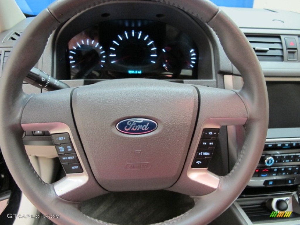 2011 Ford Fusion SEL V6 AWD Medium Light Stone Steering Wheel Photo #67681156