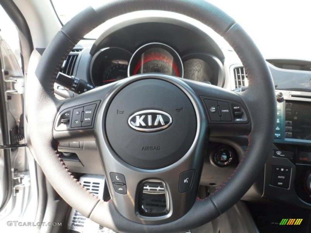2012 Kia Forte Koup SX Black Steering Wheel Photo #67685353