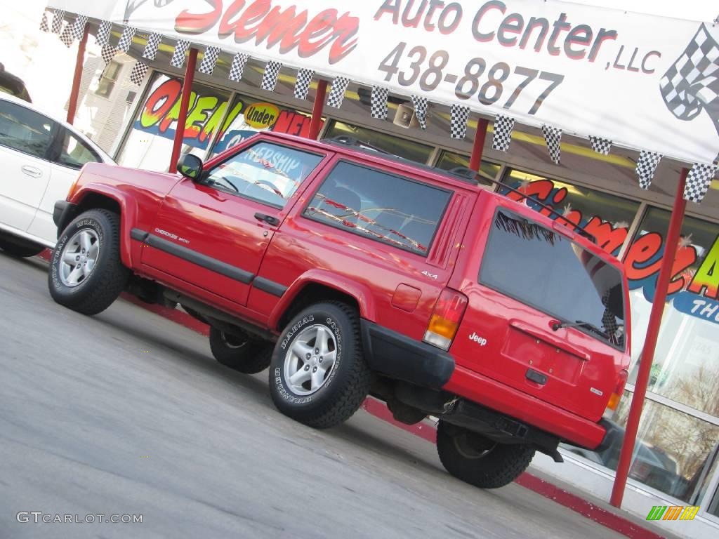 2000 Cherokee Sport 4x4 - Flame Red / Agate Black photo #3