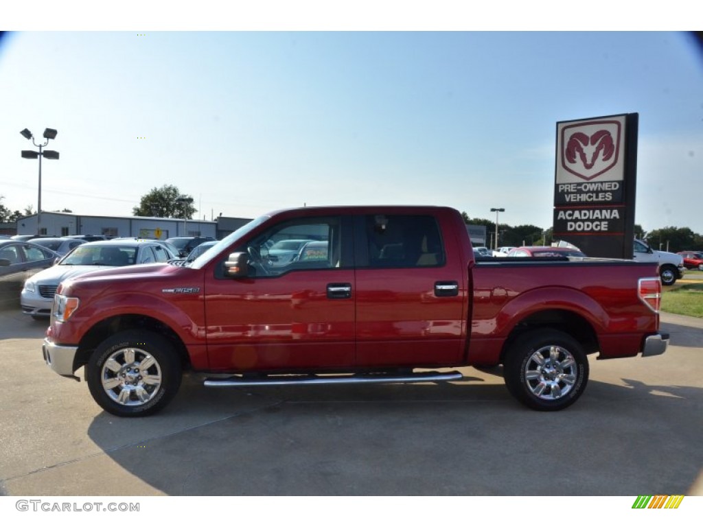 2010 F150 XLT SuperCrew - Red Candy Metallic / Tan photo #2