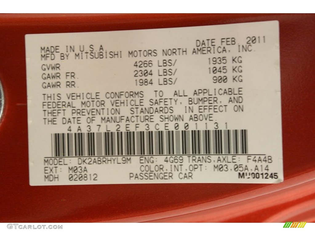 2012 Eclipse Color Code M03 for Sunset Pearlescent Photo #67704040