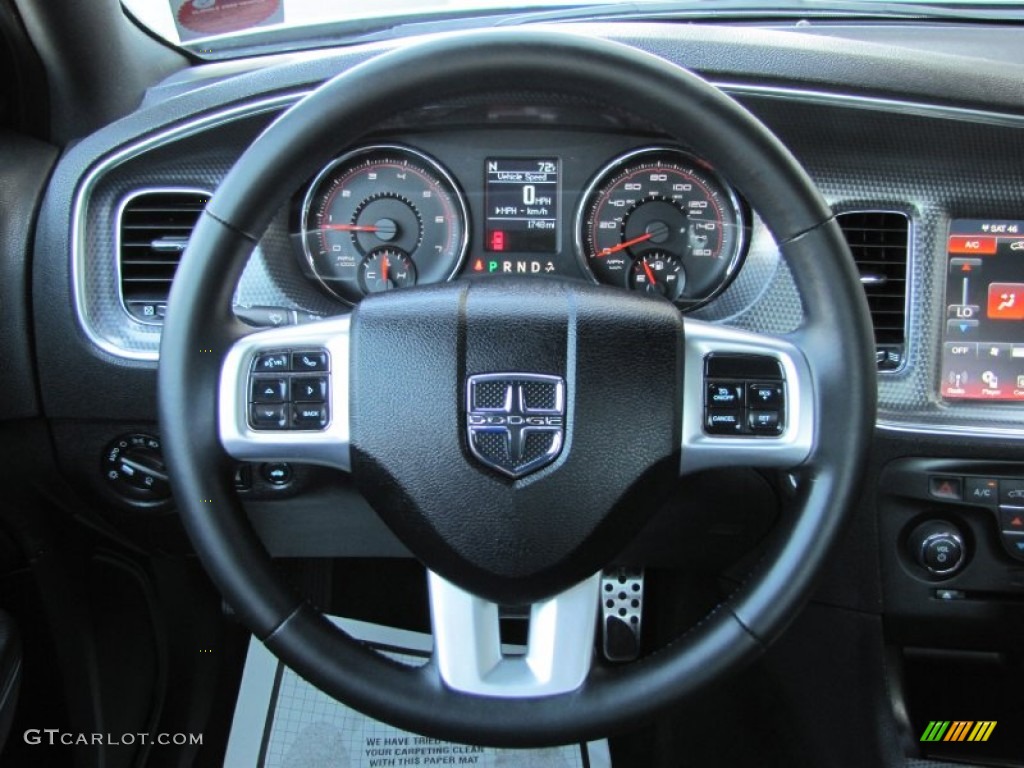 2011 Dodge Charger R/T Mopar '11 Black/Mopar Blue Steering Wheel Photo #67710124