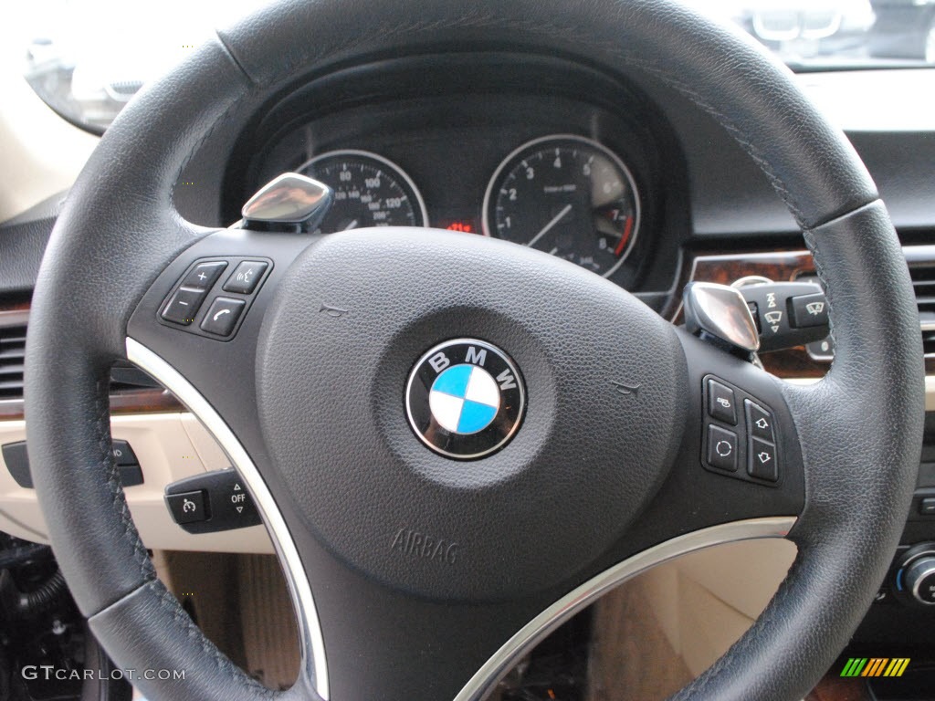 2010 BMW 3 Series 328i Coupe Beige Steering Wheel Photo #67718498