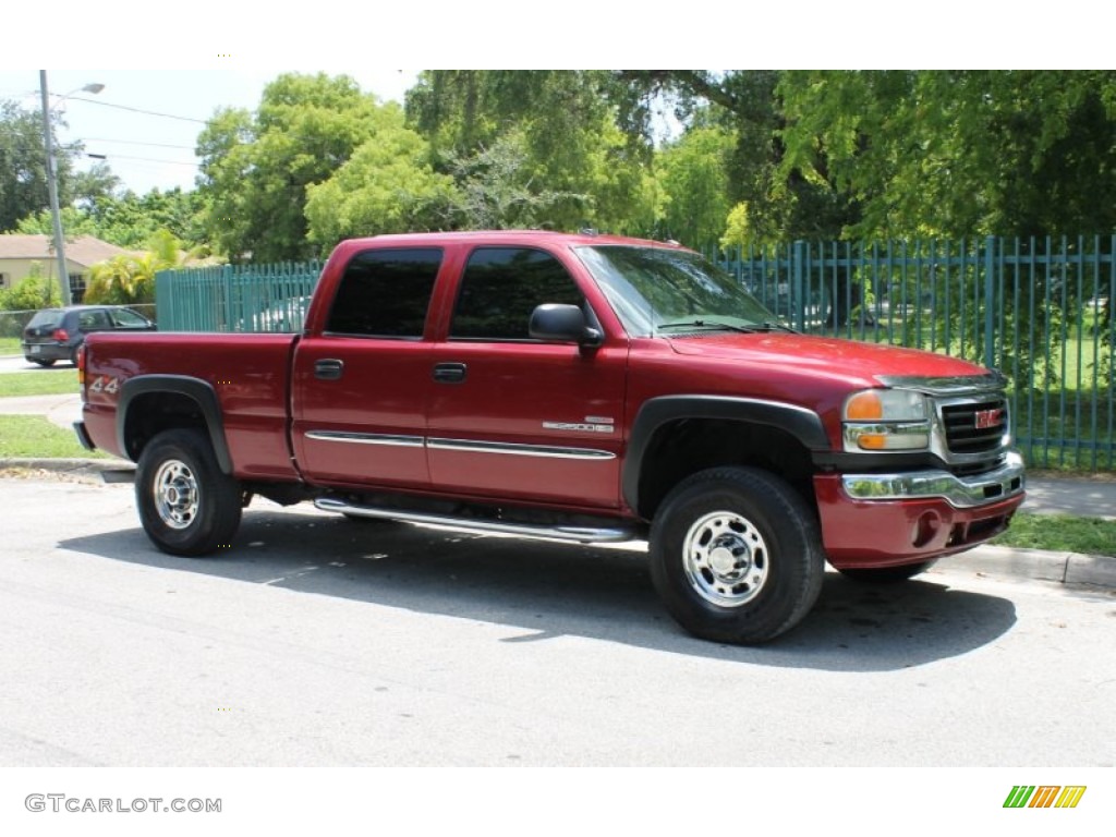 2005 Sierra 2500HD SLT Crew Cab 4x4 - Sport Red Metallic / Pewter photo #4