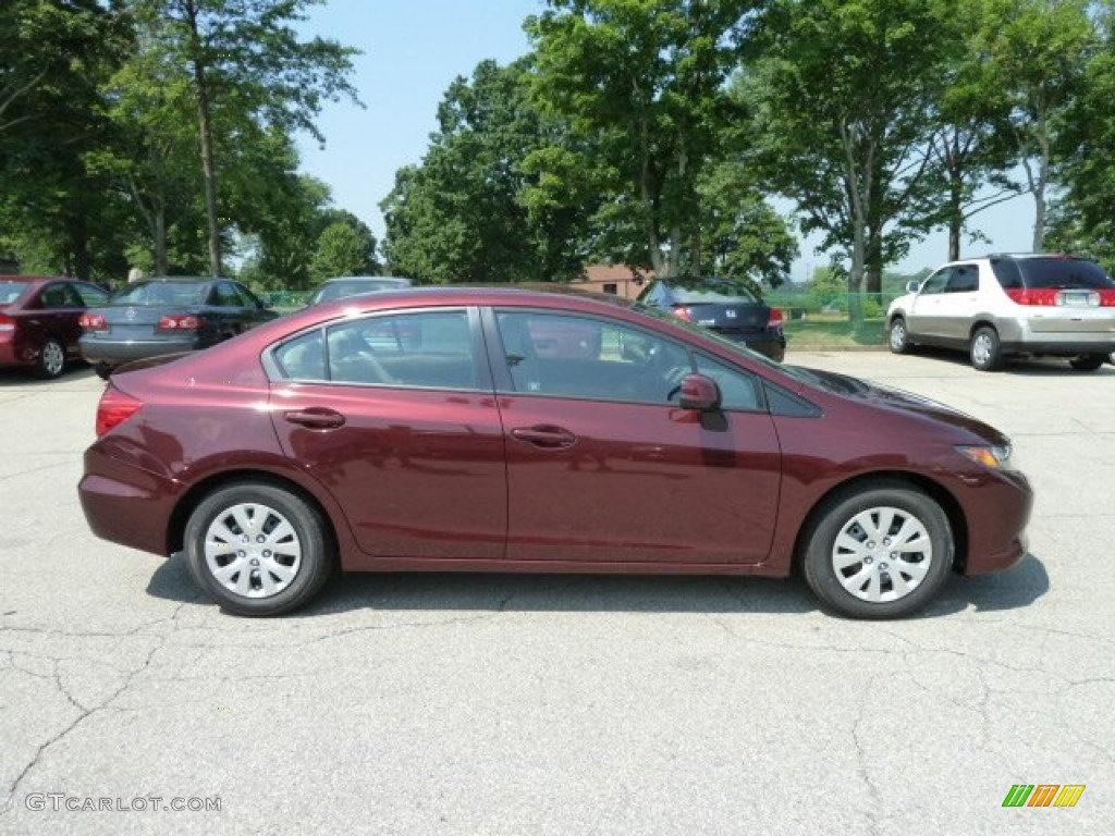 2012 Civic LX Sedan - Crimson Pearl / Beige photo #5