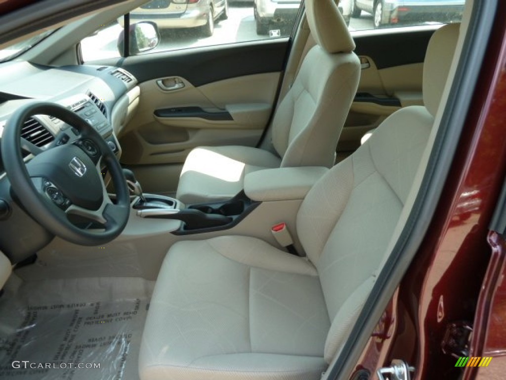 2012 Civic LX Sedan - Crimson Pearl / Beige photo #10