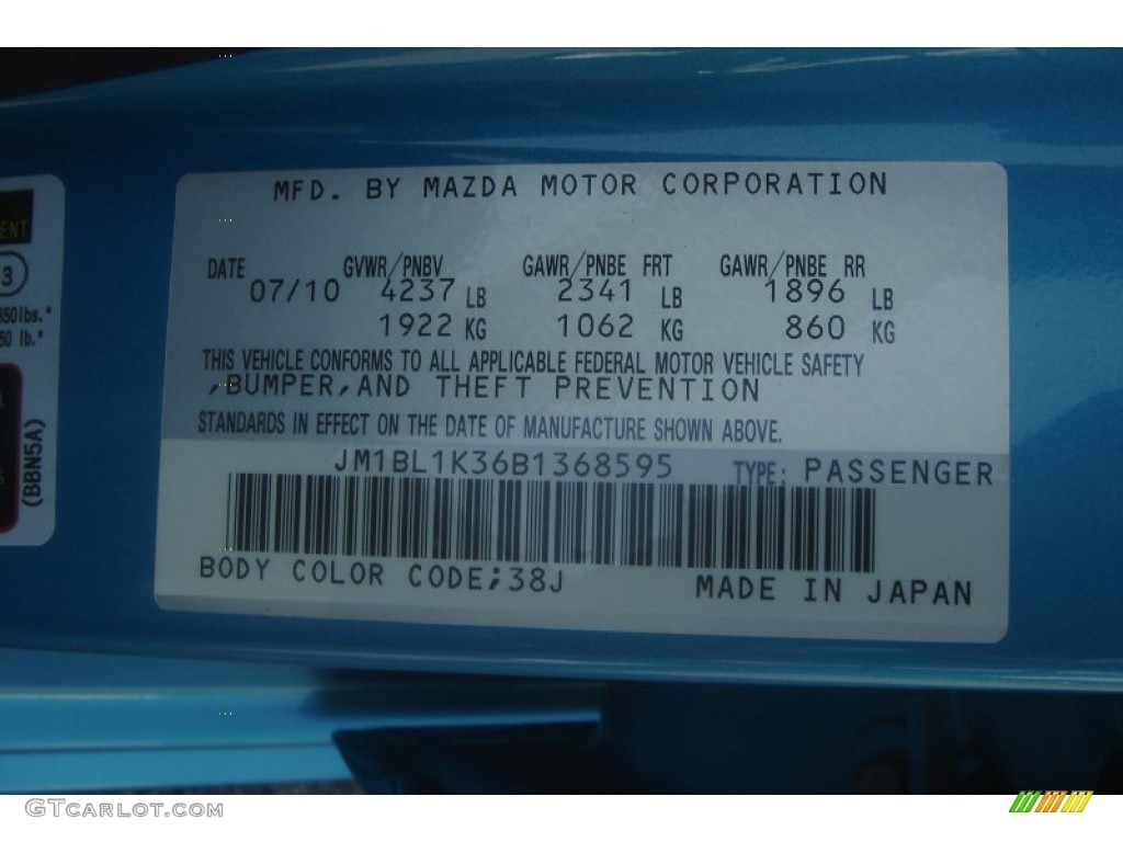 2011 MAZDA3 Color Code 38J for Celestial Blue Mica Photo #67728953