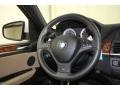 2011 BMW X6 M Bamboo Beige Merino Leather Interior Steering Wheel Photo
