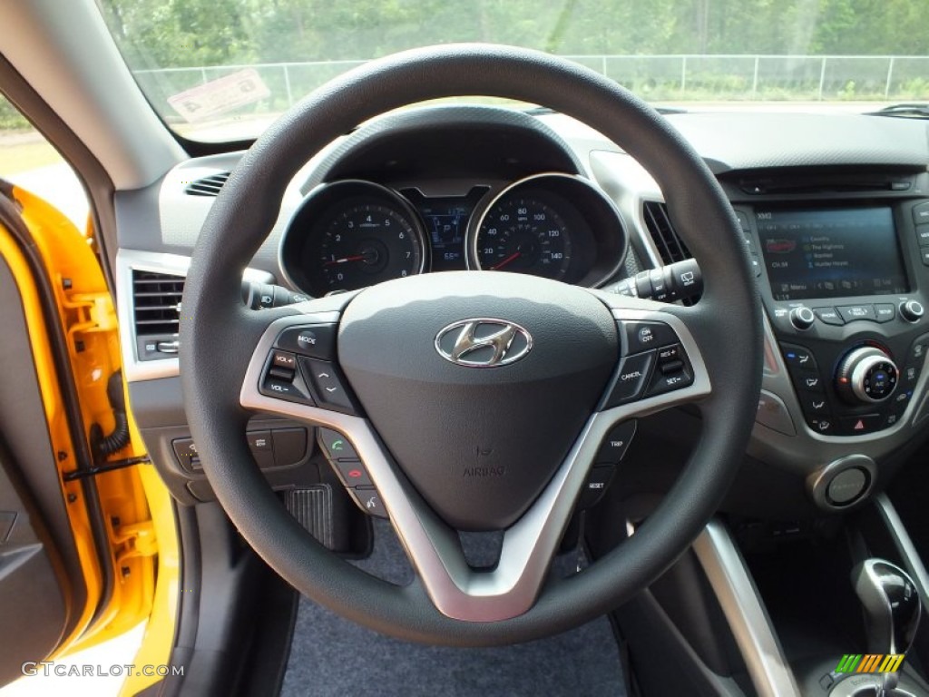 2012 Hyundai Veloster Standard Veloster Model Black Steering Wheel Photo #67752083