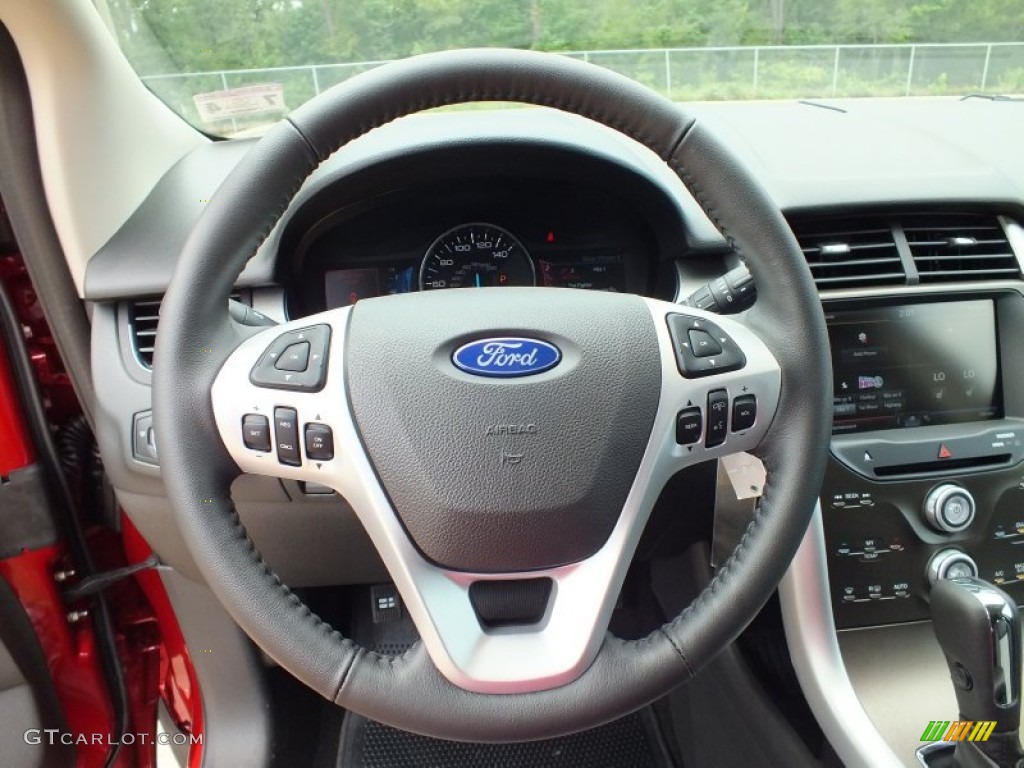 2013 Ford Edge SEL EcoBoost SEL Appearance Charcoal Black/Gray Alcantara Steering Wheel Photo #67752923